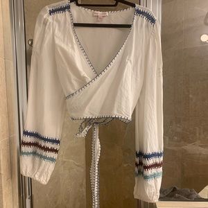 Red Carter Crochet Linen crop top large